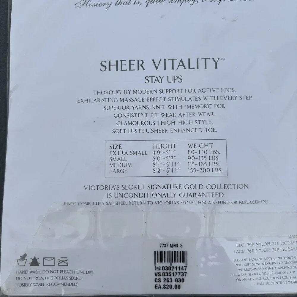 RARE Victorias Secret MINK Thigh Highs Small Signature Gold Collection Stay Ups